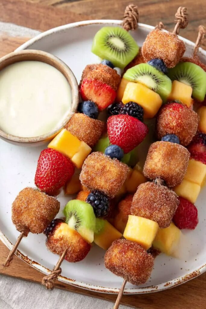Sweet Breakfast Kabobs With Honey-Yogurt Dipping Sauce