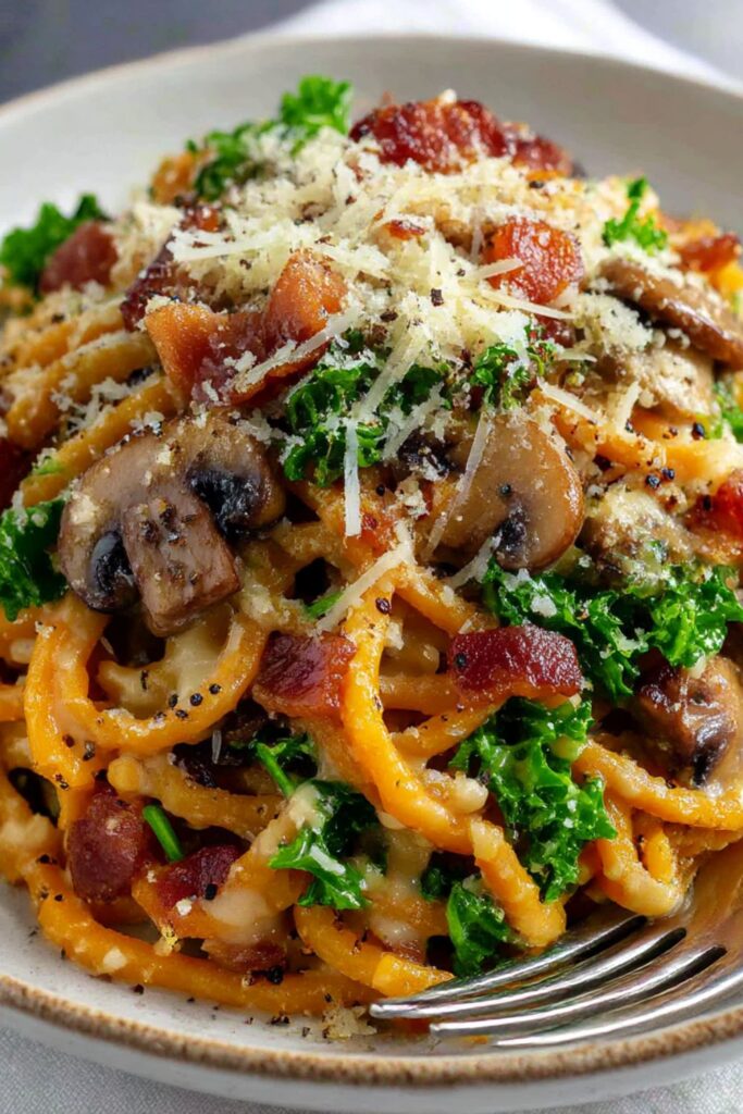 Sweet Potato And Mushroom Carbonara
