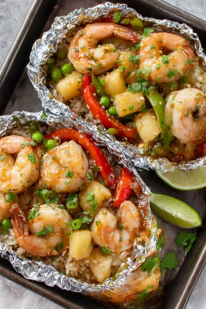 Teriyaki Shrimp And Pineapple Parcels Recipe