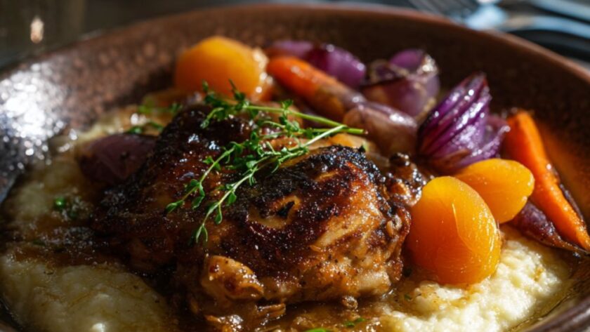 Wine-Braised Chicken with Apricots Recipe