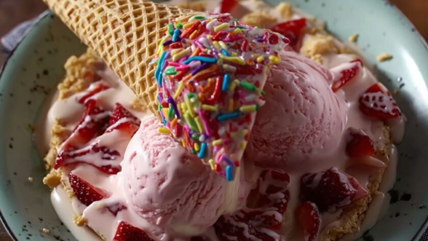 Waffle Cone Ice Cream Pie