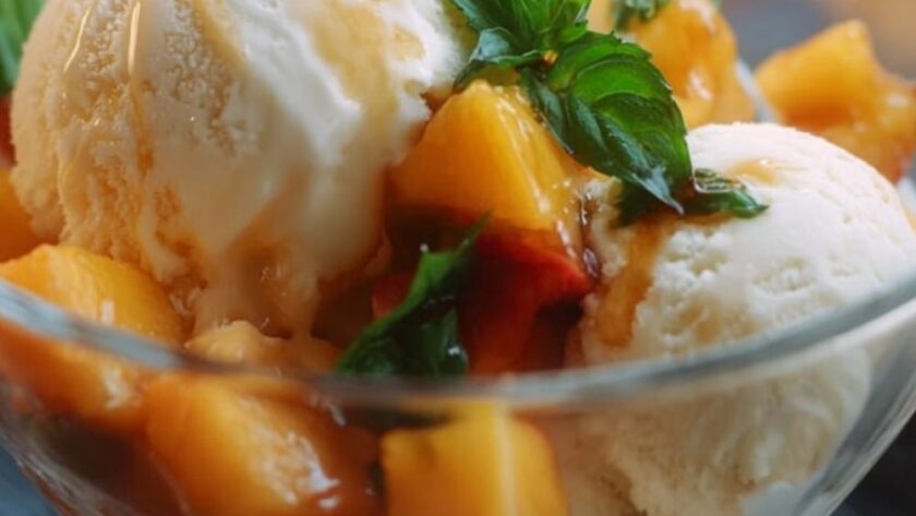 Vanilla Ice Cream with Peach Syrup Recipe