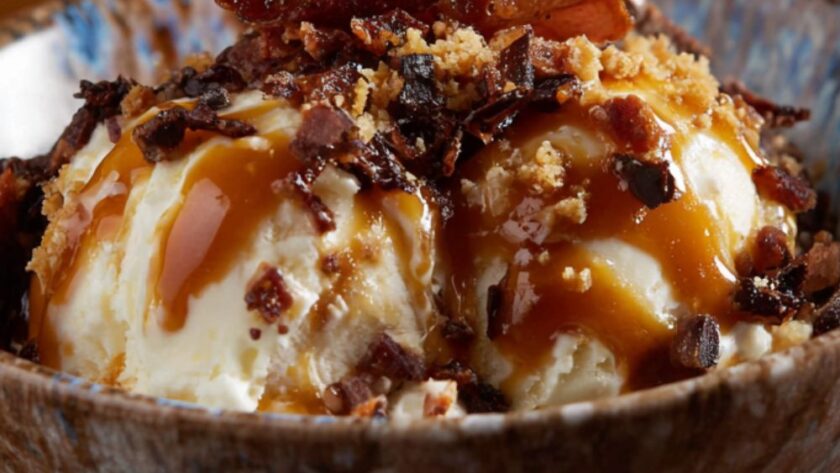 Whiskey Maple Sundaes With Candied Bacon Recipe