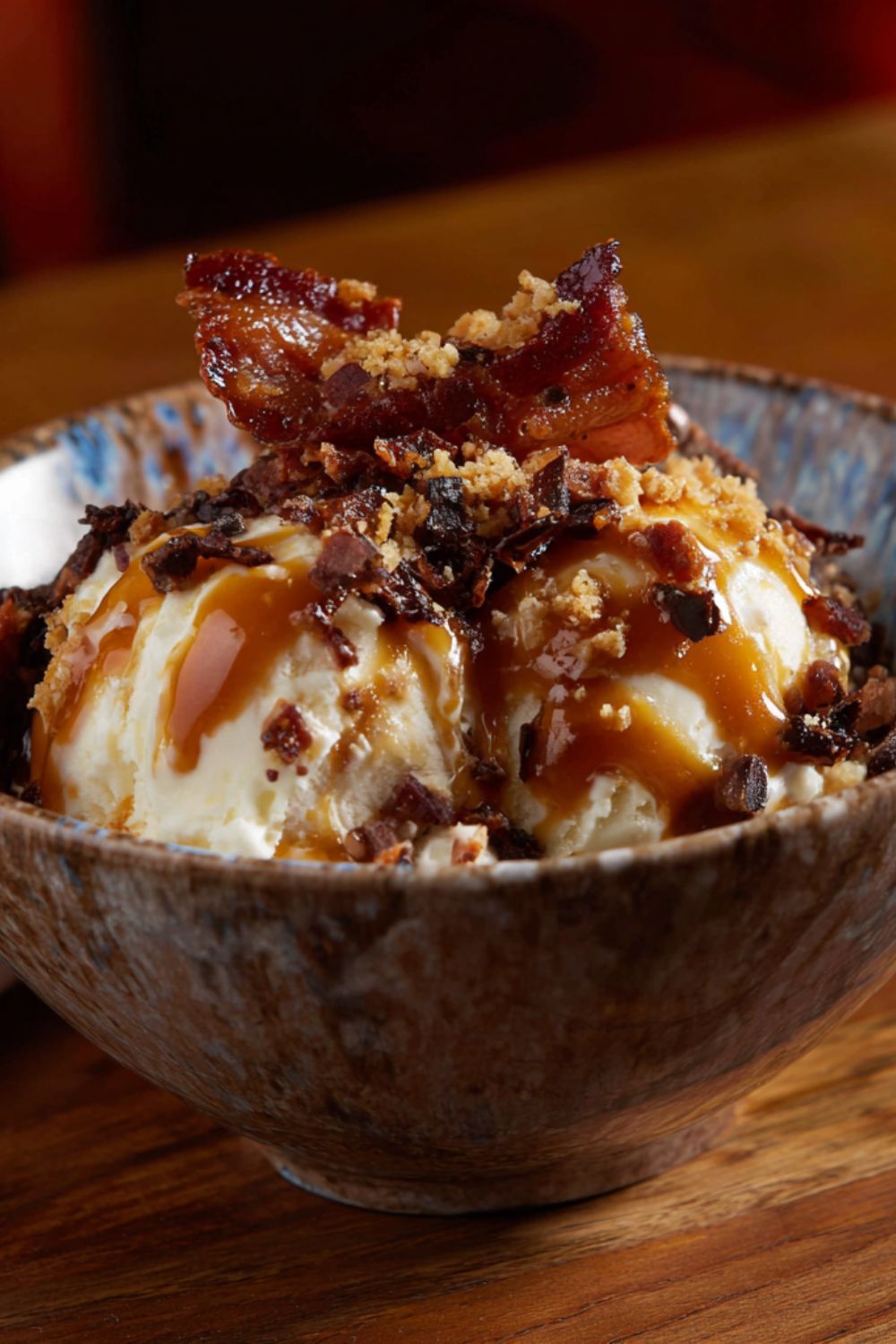 Whiskey Maple Sundaes With Candied Bacon Recipe | Well Cooked Meal