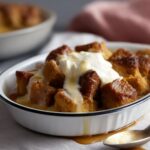 Pumpkin Bread Pudding With Spicy Caramel Apple Sauce And Vanilla Bean Creme Anglaise Recipe