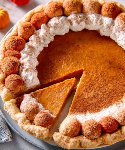 Pumpkin Pie with Whipped Cream and Cinnamon Recipe