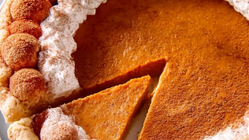 Pumpkin Pie with Whipped Cream and Cinnamon Recipe